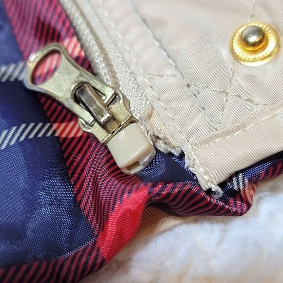 British Khaki Quilted Plaid Lined Zip/Button Outdoor Jacket - Picture 11 of 11